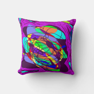 Purple red blue lemon black design cushion