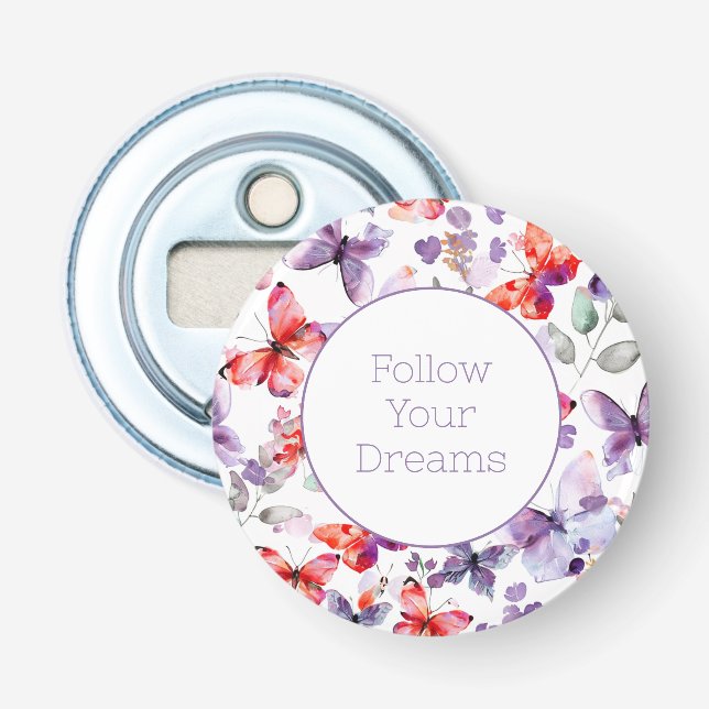 Purple Red Butterflies  Bottle Opener (Front)