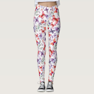 Purple Red Butterflies Leggings