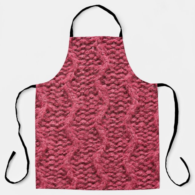 Purple red, cherry knitted sweater texture apron (Front)