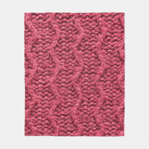 Purple red, cherry knitted sweater texture fleece blanket