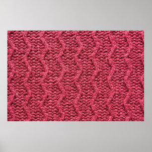 Purple red, cherry knitted sweater texture poster
