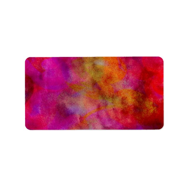 Purple Red Colourful Watercolor Abstract Backgroun Label (Front)