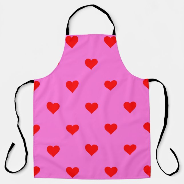 Purple Red Cute Simple Heart Pattern Apron (Front)