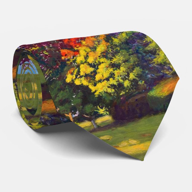 Purple Red Green Yellow Blue-Green Autumn Tie (Rolled)