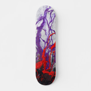 Purple Red Marble Vein Abstract Skateboard