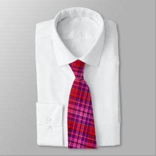 Purple Red Pink Plaid Tartan Design Tie