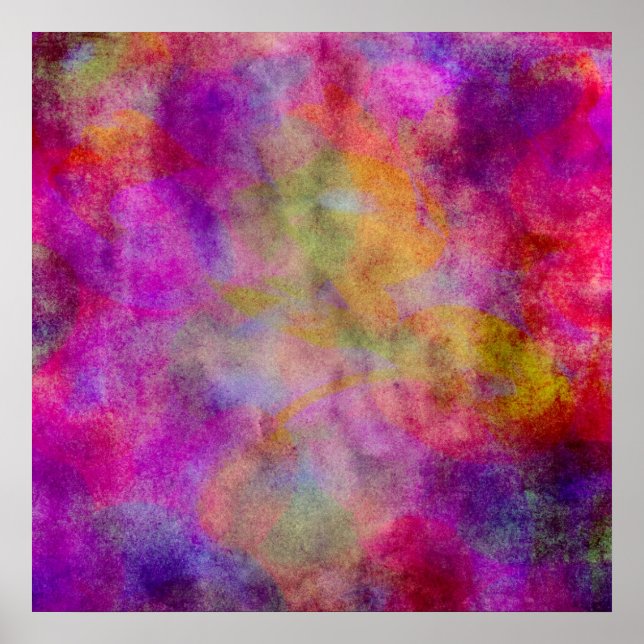 Purple Red Pink Watercolor Abstract Background Poster (Front)
