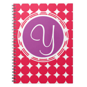 Purple & Red Polka Dot Monogram Notebook
