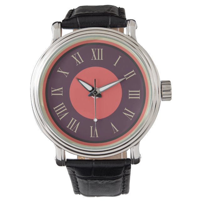 Purple-Red Roman Numeral Watch (Front)
