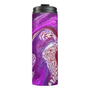 Purple Red Swirl Marble Fluid Art  Thermal Tumbler