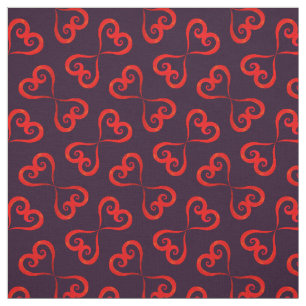 Purple Red Swirly Hearts Christmas Pattern Elegant Fabric