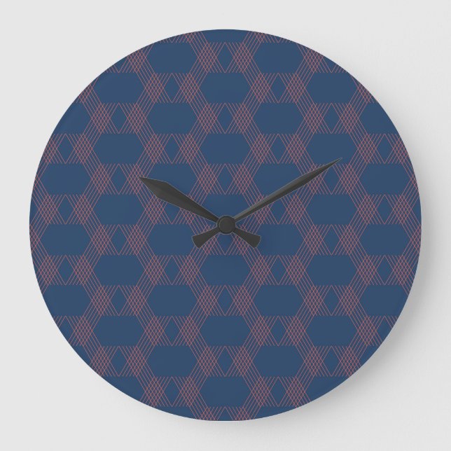 Purple, red, trendy, cool modern decorative art large clock (Front)
