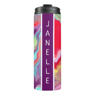 Purple, Red, Yellow, Blue Abstract personalised Thermal Tumbler