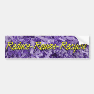 Purple Reduce-Reuse-Recycle Bumper Sticker