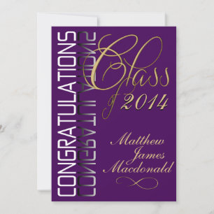 Purple Reflection Formal Graduation Party Invitation