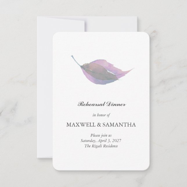 Purple Rehearsal Dinner Invitation  (Front)