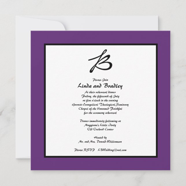 Purple Rehearsal Dinner Invite (Front)