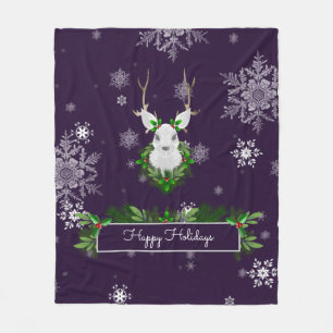 Purple Reindeer Fleece Blanket