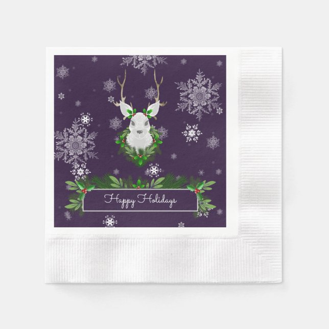 Purple Reindeer Paper Napkin (Front)