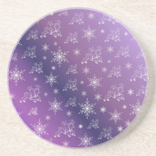 purple,reindeer, star, stars, snowflake, christmas coaster