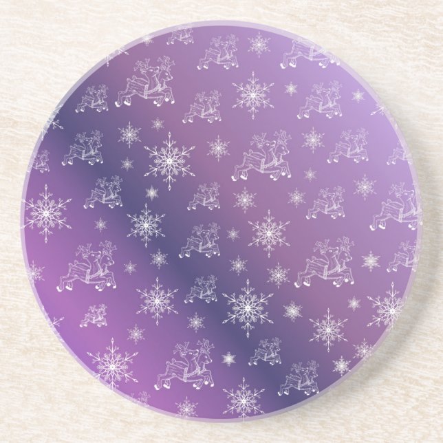 purple,reindeer, star, stars, snowflake, christmas coaster (Front)