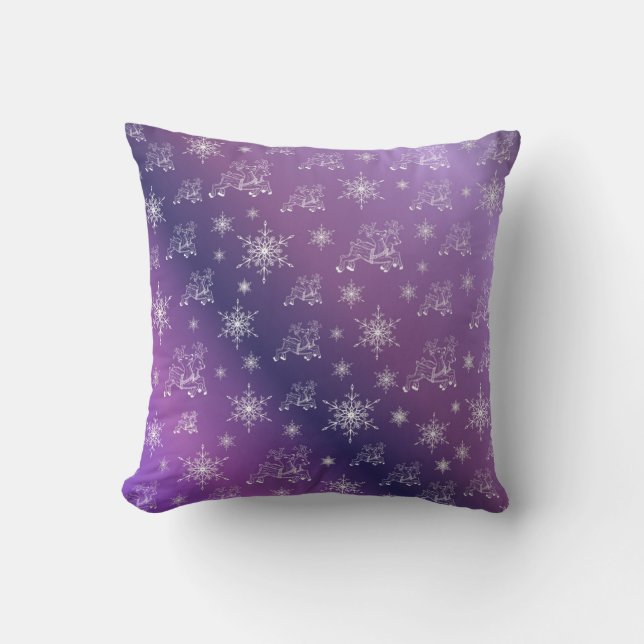 purple,reindeer, star, stars, snowflake, christmas cushion (Front)
