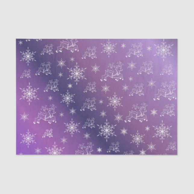 purple,reindeer, star, stars, snowflake, christmas tissue paper (Front)