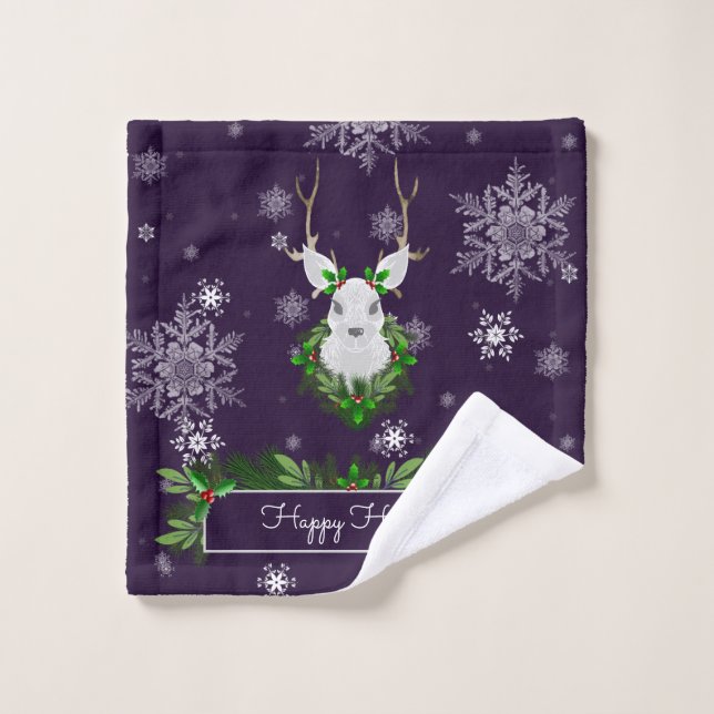 Purple Reindeer Towel Set (Wash Cloth)