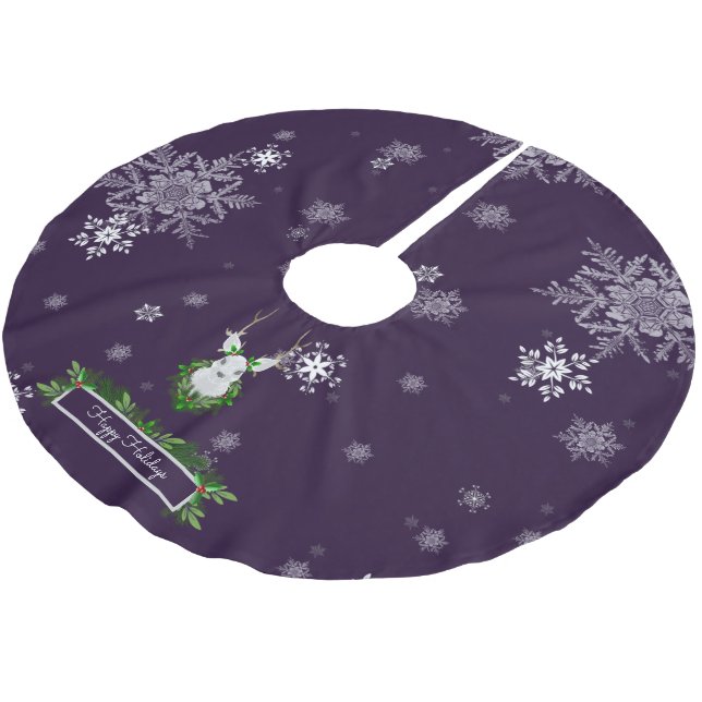Purple Reindeer Tree Skirt (Angled)
