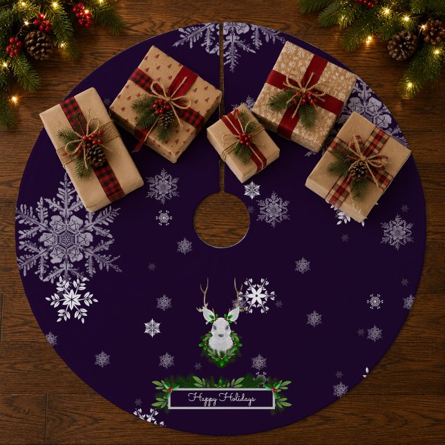 Purple Reindeer Tree Skirt (Purple Reindeer Christmas Tree Skirt)