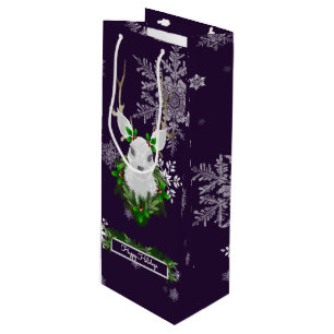 Purple Reindeer Wine Gift Bag