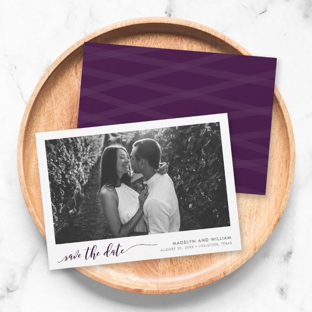 Purple Relax Script Save the Date Photo (Creator Uploaded)