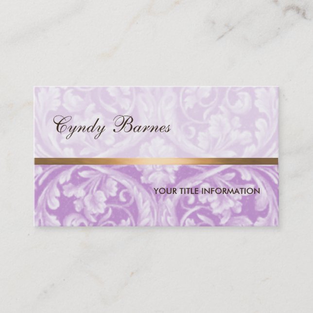 Purple Renaissance Damask Business Card (Front)