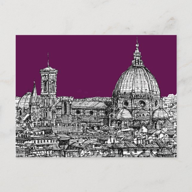 Purple renaissance drawing postcard (Front)