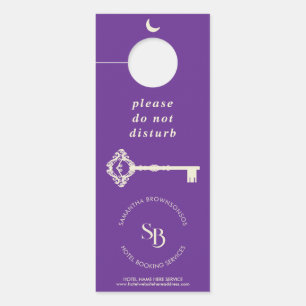 Purple Rental Apartment House Keeping Door Hanger