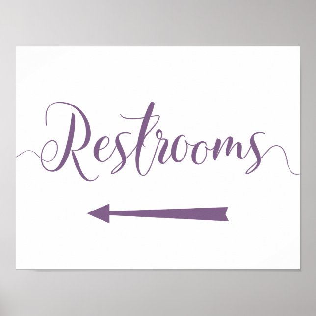 Purple Restrooms Arrow Sign - Left Arrow Direction (Front)