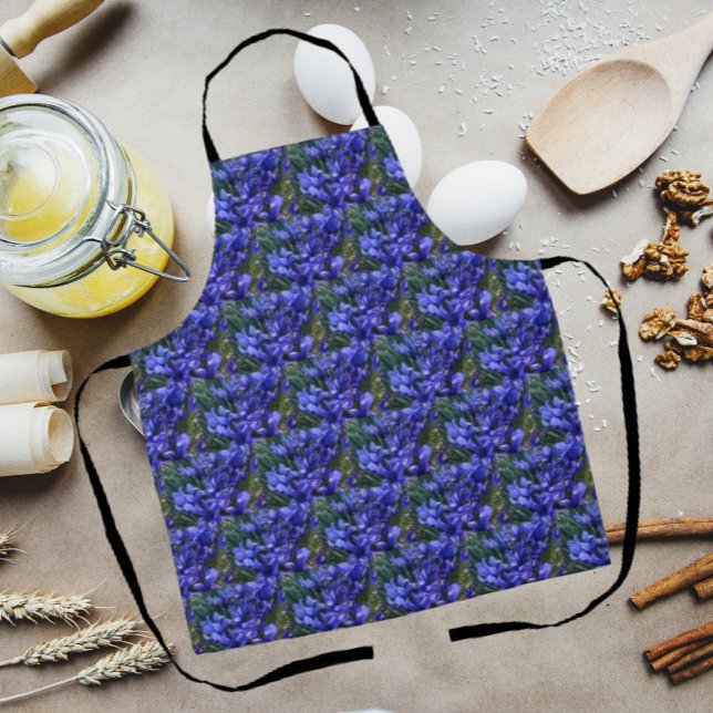 Purple Reticulated Irises Floral Pattern Apron (In Situ Kitchen)