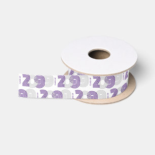 Purple Retro Big Numbers Class of Satin Ribbon