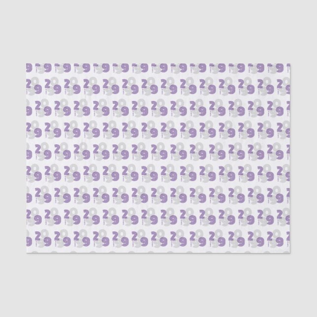 Purple Retro Big Numbers Class of Tissue Paper (Front)