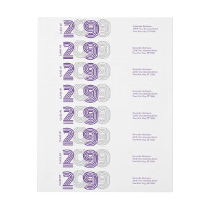 Purple Retro Big Numbers Class of Wrap Around Label