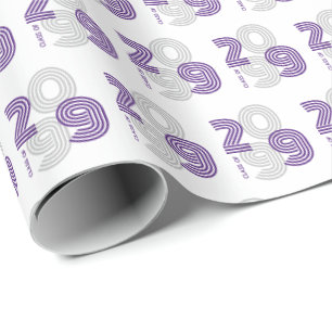 Purple Retro Big Numbers Class of Wrapping Paper