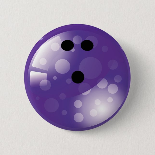 PURPLE RETRO BOWLING BALL 6 CM ROUND BADGE (Front)