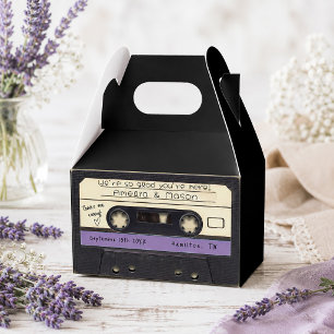 Purple Retro Cassette Tape Wedding Favour Box