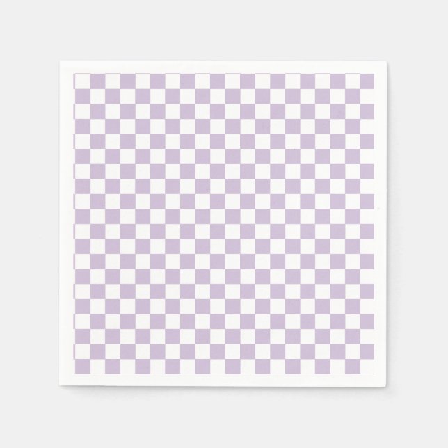purple Retro Chequered birthday Napkin (Front)