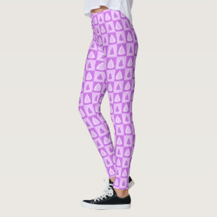 Purple Retro Christmas Tree Purple Tartan Plaid Leggings