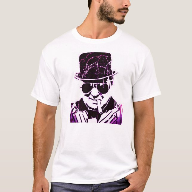 Purple retro Churchill T-Shirt (Front)