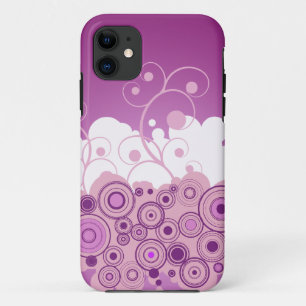 Purple Retro Circles With Swirls iPhone 11 Case