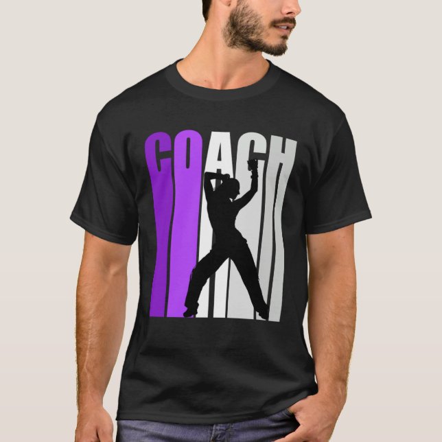 Purple Retro Dance Coach Instructor Teach Teaching T-Shirt (Front)