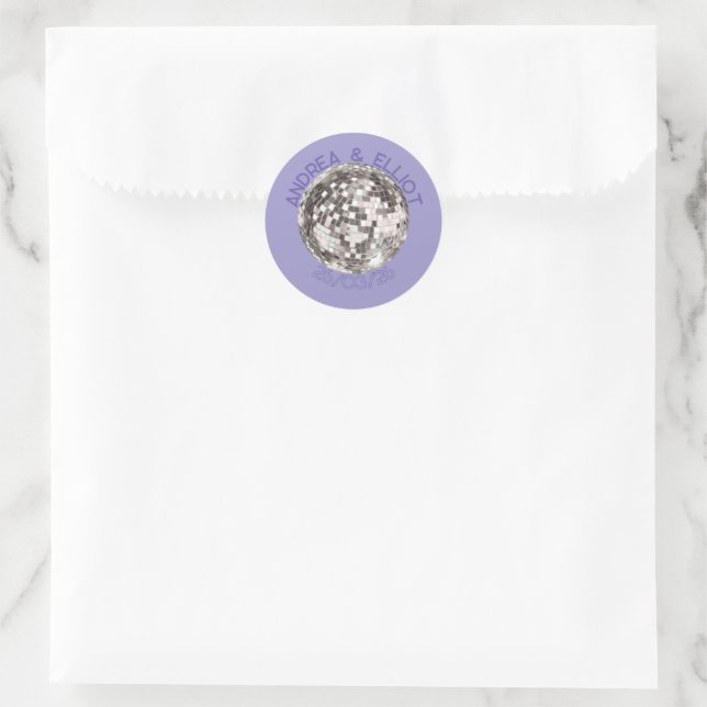 Purple Retro Disco Wedding Sticker Envelope Seal (Bag)